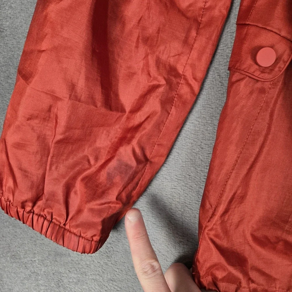 Tory Burch Rain Jacket Womens 8 Anorak Windbreaker Satin Red *READ‎